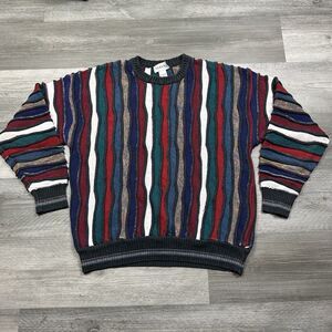 Vintage Alfani Coogi Style 3D Knit Sweater Long Sleeve Pullover Size Medium 90s